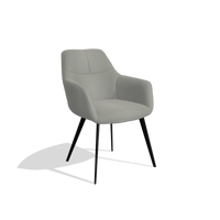 Sedia da pranzo Bari 6405 in Pelle B967 (greige), gambe in nero, vista angolata