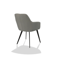 Sedia da pranzo Bari 6405 in Pelle B967 (greige), gambe in nero, vista posteriore angolata