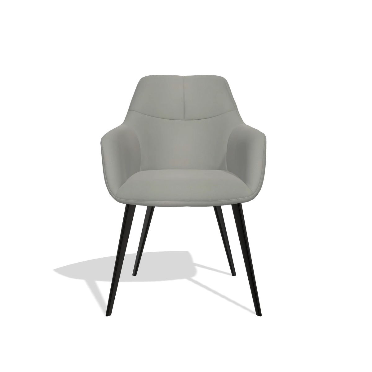 Sedia da pranzo Bari 6405 in Pelle B967 (greige), gambe in nero, vista frontale
