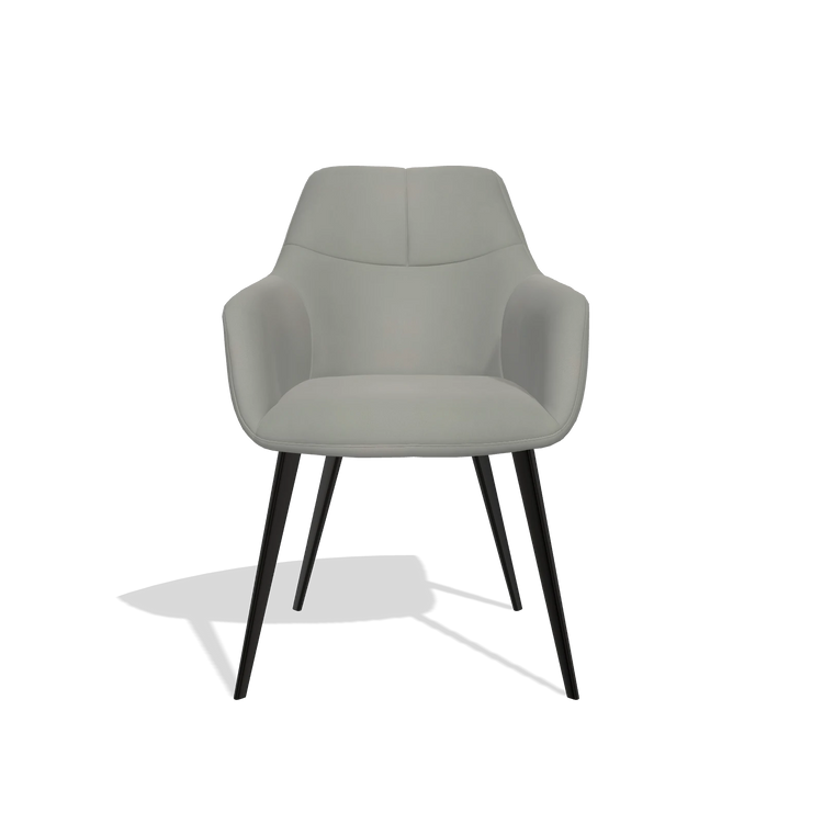 Sedia da pranzo Bari 6405 in Pelle B967 (greige), gambe in nero, vista frontale