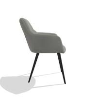Sedia da pranzo Bari 6405 in Pelle B967 (greige), gambe in nero, vista laterale