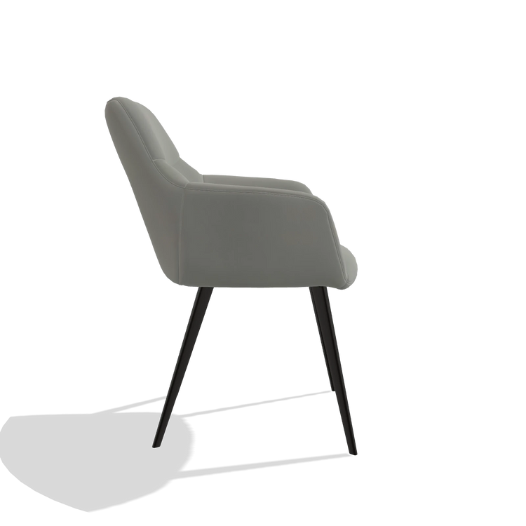 Sedia da pranzo Bari 6405 in Pelle B967 (greige), gambe in nero, vista laterale