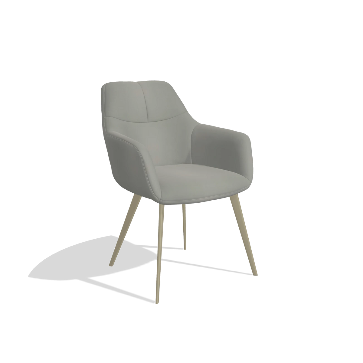 Sedia da pranzo Bari 6405 in Pelle B967 (greige), gambe in champagne, vista angolata