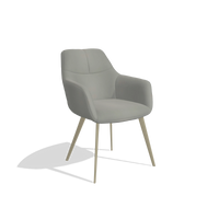 Sedia da pranzo Bari 6405 in Pelle B967 (greige), gambe in champagne, vista angolata