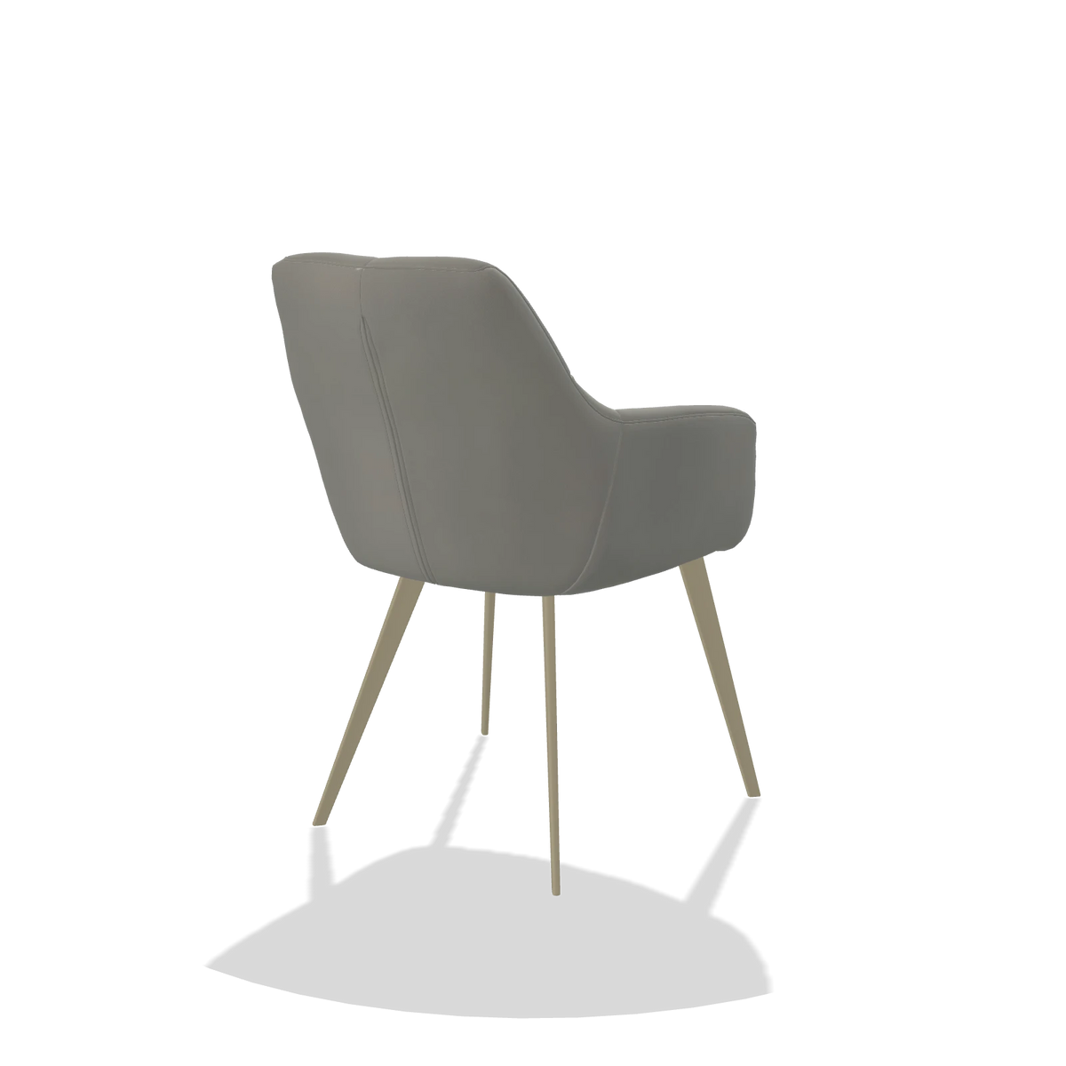Sedia da pranzo Bari 6405 in Pelle B967 (greige), gambe in champagne, vista posteriore angolata