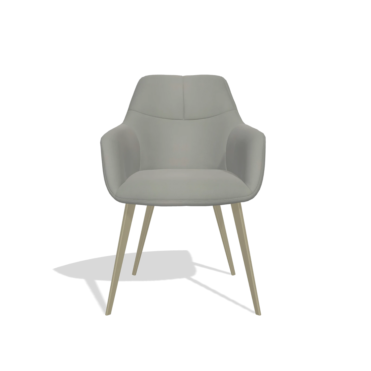 Sedia da pranzo Bari 6405 in Pelle B967 (greige), gambe in champagne, vista frontale