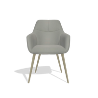 Sedia da pranzo Bari 6405 in Pelle B967 (greige), gambe in champagne, vista frontale