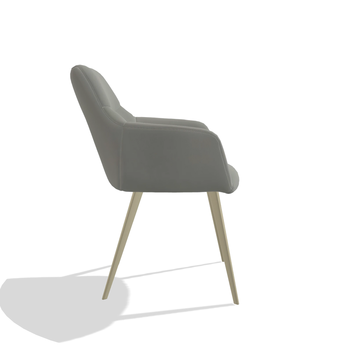 Sedia da pranzo Bari 6405 in Pelle B967 (greige), gambe in champagne, vista laterale