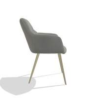 Sedia da pranzo Bari 6405 in Pelle B967 (greige), gambe in champagne, vista laterale