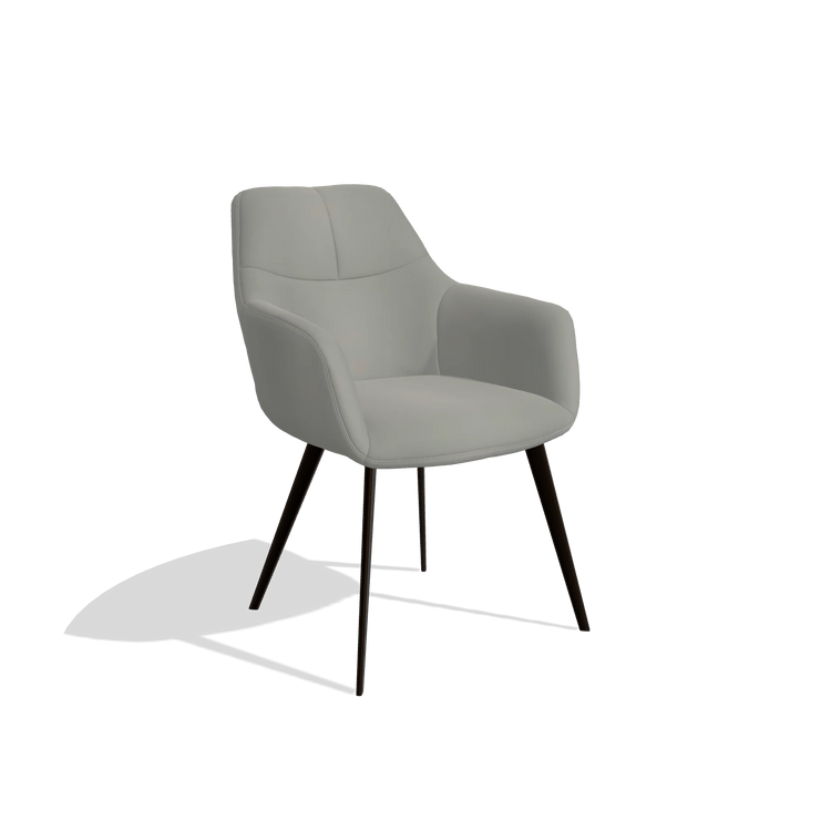 Sedia da pranzo Bari 6405 in Pelle B967 (greige), gambe in espresso, vista angolata