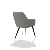 Sedia da pranzo Bari 6405 in Pelle B967 (greige), gambe in espresso, vista posteriore angolata