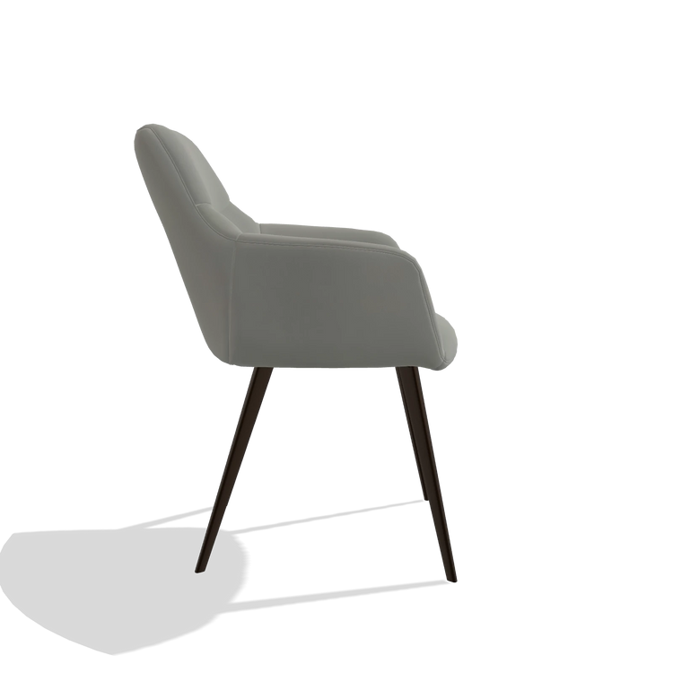 Sedia da pranzo Bari 6405 in Pelle B967 (greige), gambe in espresso, vista laterale