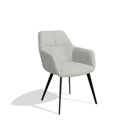 Sedia da pranzo Bari 6405 in Pelle B970 (grigio chiaro), gambe in espresso, vista angolata