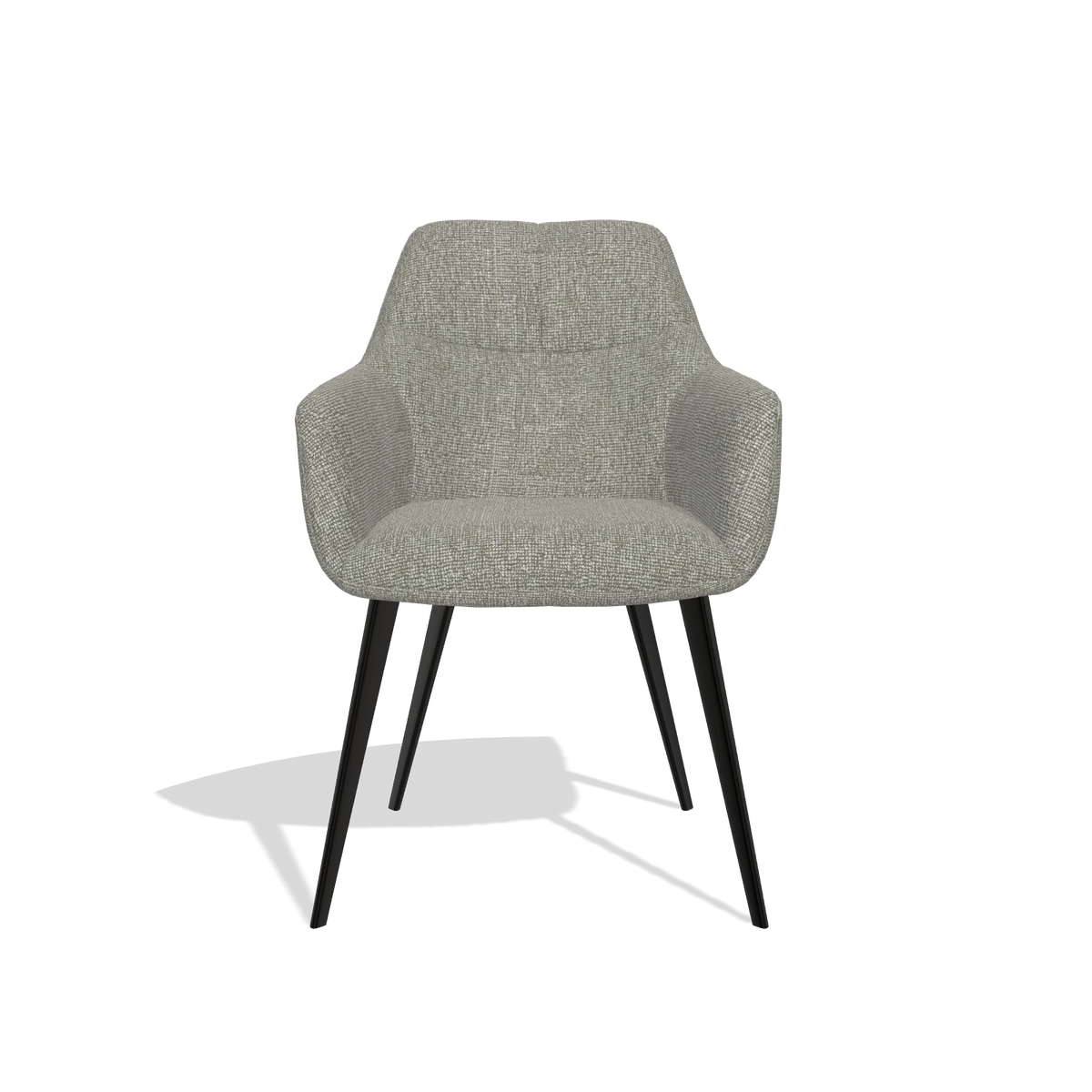 Silla de comedor Bari 6405 en tela Lodge 01 (topo), patas en negro, vista frontal