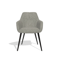 Silla de comedor Bari 6405 en tela Lodge 01 (topo), patas en negro, vista frontal