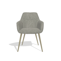 Silla de comedor Bari 6405 en tela Lodge 01 (topo), patas en champán, vista frontal