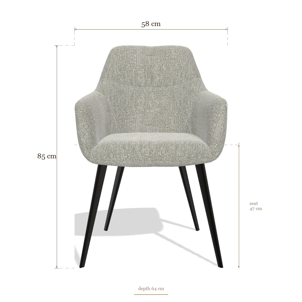 Silla de comedor Bari 6405, medidas 58 x 64 x 85 cm