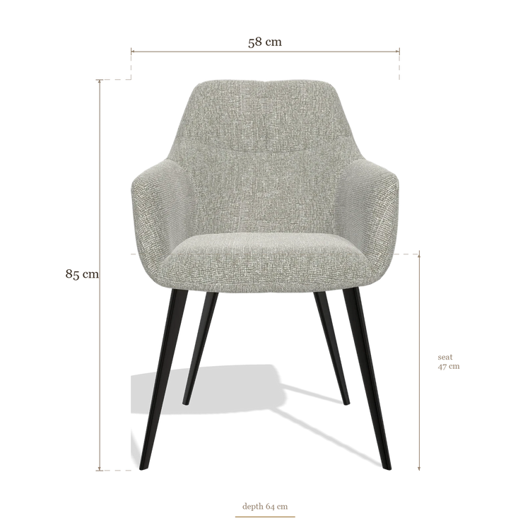 Silla de comedor Bari 6405, medidas 58 x 64 x 85 cm