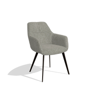 Silla de comedor Bari 6405 en tela Lodge 01 (topo), patas en espresso, vista en ángulo