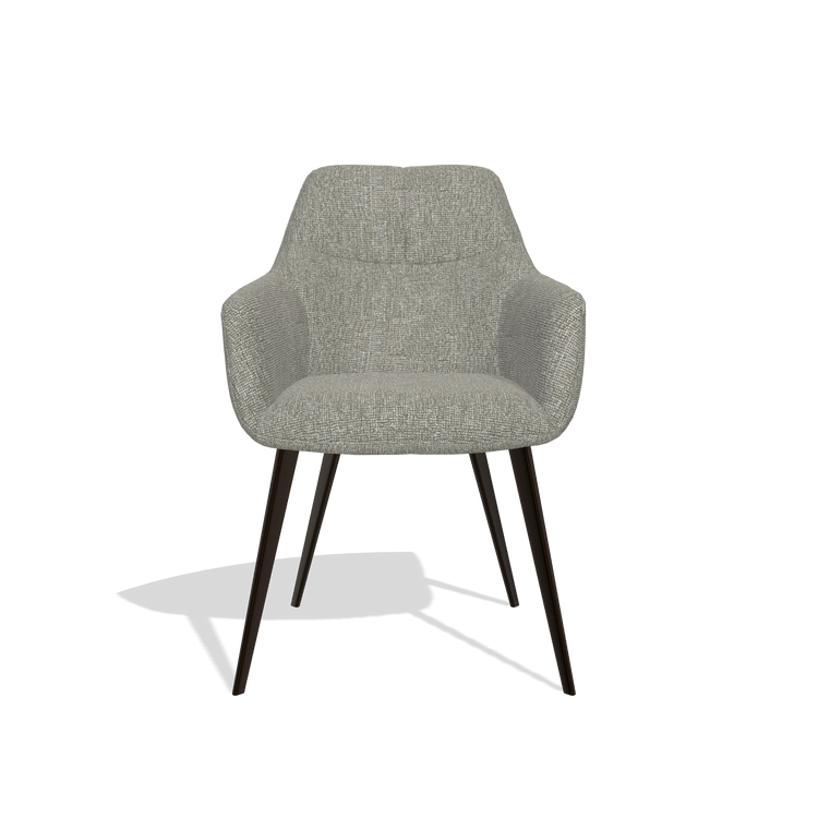 Silla de comedor Bari 6405 en tela Lodge 01 (topo), patas en espresso, vista frontal