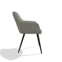 Silla de comedor Bari 6405 en tela Lodge 01 (topo), patas en espresso, vista lateral