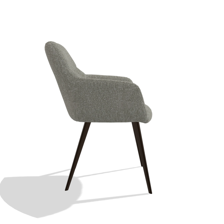 Silla de comedor Bari 6405 en tela Lodge 01 (topo), patas en espresso, vista lateral