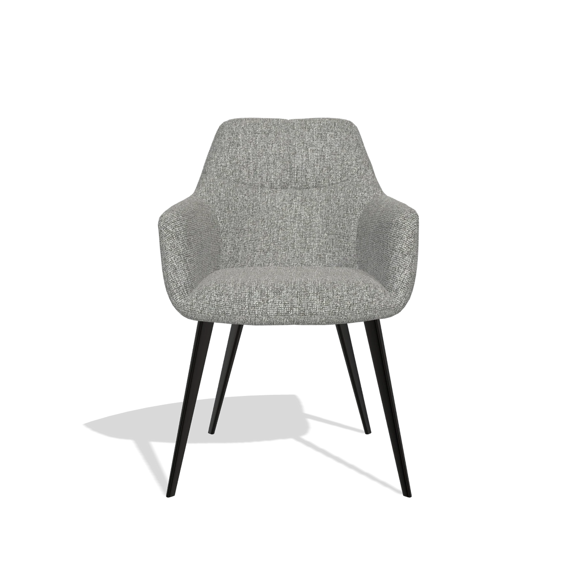 Silla de comedor Bari 6405 en tela Lodge 40 (gris), patas en negro, vista frontal