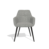 Silla de comedor Bari 6405 en tela Lodge 40 (gris), patas en negro, vista frontal