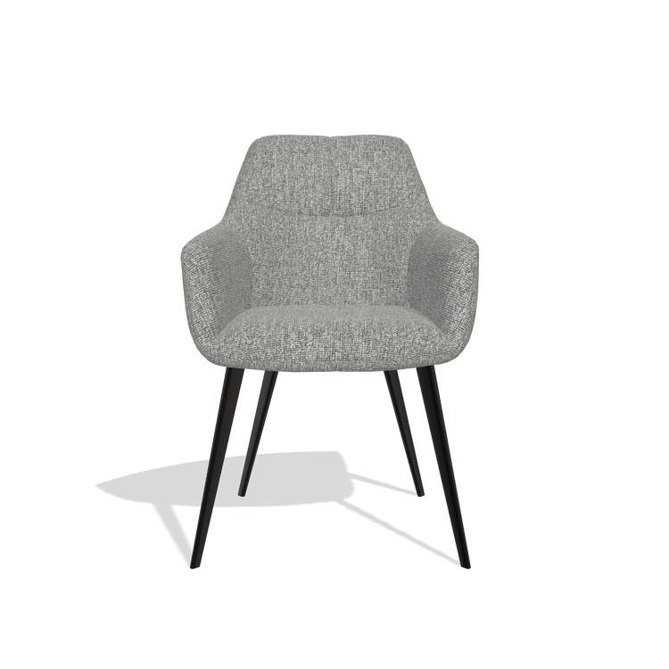 Silla de comedor Bari 6405 en tela Lodge 40 (gris), patas en negro, vista frontal