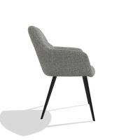 Silla de comedor Bari 6405 en tela Lodge 40 (gris), patas en negro, vista lateral