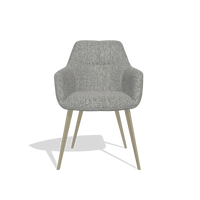Silla de comedor Bari 6405 en tela Lodge 40 (gris), patas en champán, vista frontal