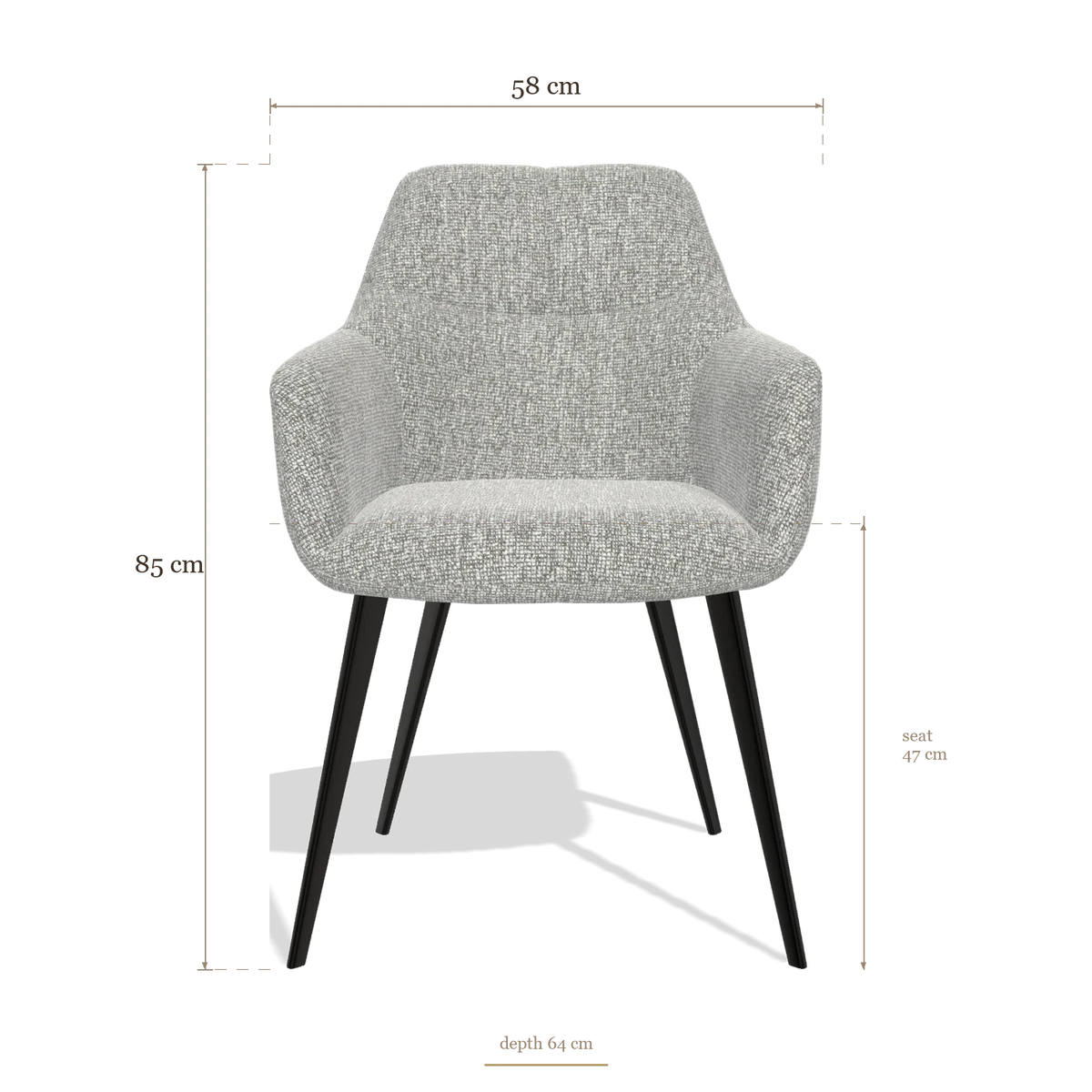 Silla de comedor Bari 6405, medidas 58 x 64 x 85 cm