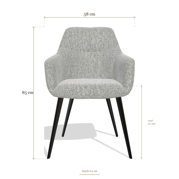 Silla de comedor Bari 6405, medidas 58 x 64 x 85 cm