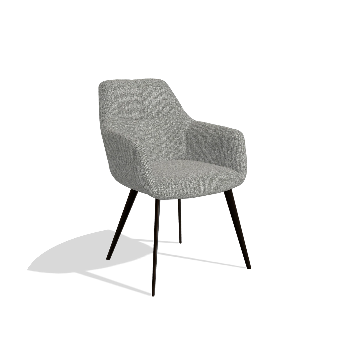 Silla de comedor Bari 6405 en tela Lodge 40 (gris), patas en espresso, vista en ángulo