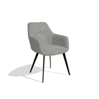 Silla de comedor Bari 6405 en tela Lodge 40 (gris), patas en espresso, vista en ángulo