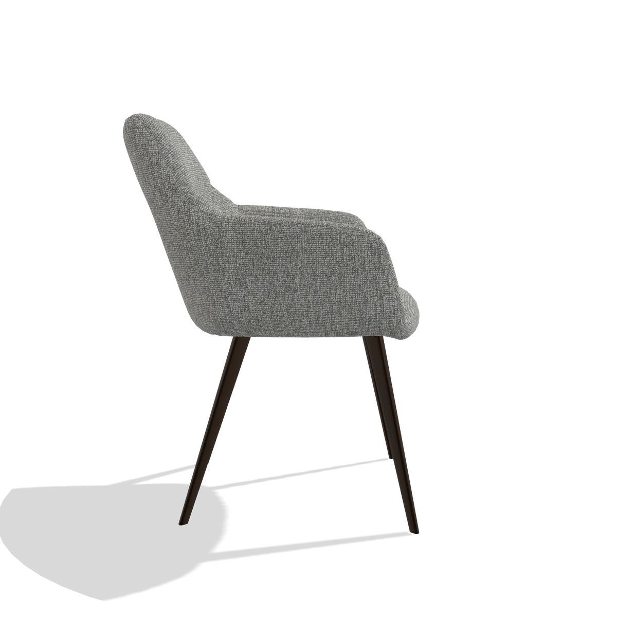 Silla de comedor Bari 6405 en tela Lodge 40 (gris), patas en espresso, vista lateral