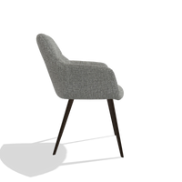 Silla de comedor Bari 6405 en tela Lodge 40 (gris), patas en espresso, vista lateral
