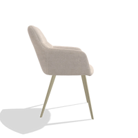 Dining Chair Bari 6405 in Mito 01 fabric (light grey), champagne legs, side view
