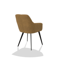 Dining Chair Bari 6405 in Mito 06 fabric (cognac), black legs, back angled view