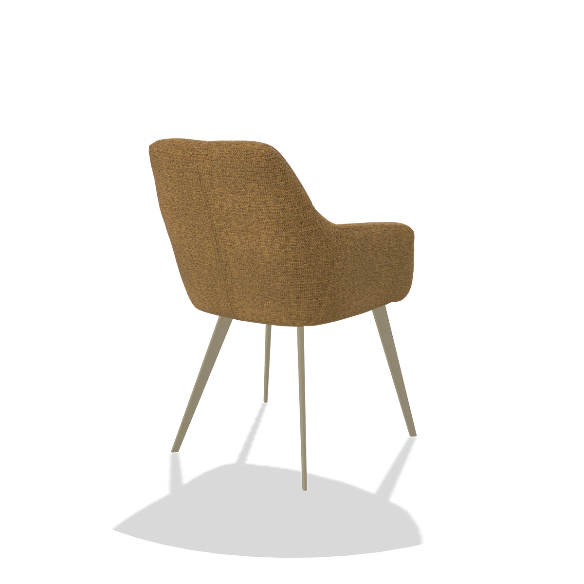 Dining Chair Bari 6405 in Mito 06 fabric (cognac), champagne legs, back angled view