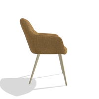 Dining Chair Bari 6405 in Mito 06 fabric (cognac), champagne legs, side view