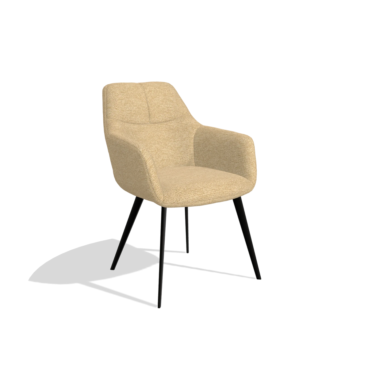 Esszimmerstuhl Bari 6405 in Stoff Mito 170 (Beige), Beine in Schwarz, Schrägansicht