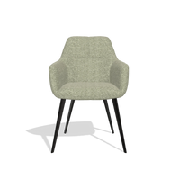 Dining Chair Bari 6405 in Mito 55 fabric (sage), black legs, front view