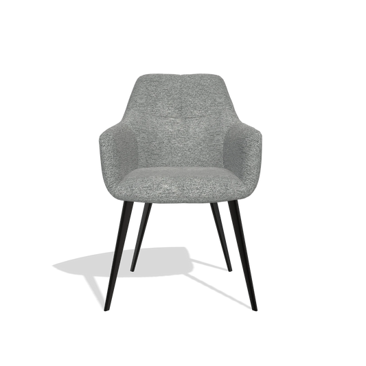Dining Chair Bari 6405 in Mito 97 fabric (taupe), black legs, front view