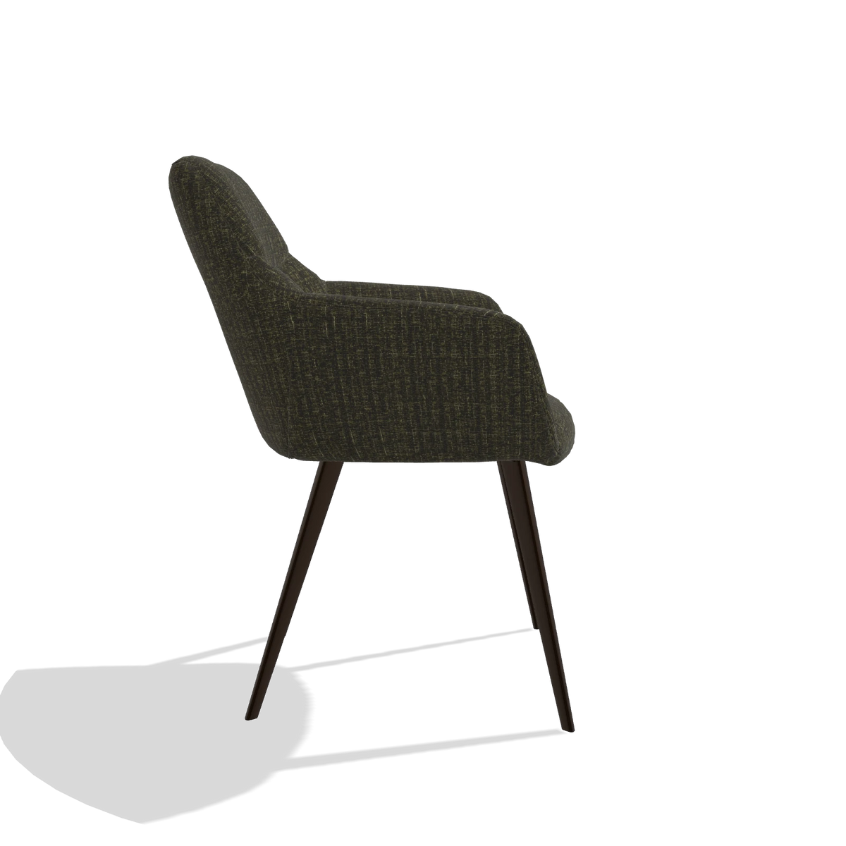 Sedia da pranzo Bari 6405 in tessuto Niagara 502 (nero), gambe in espresso, vista laterale