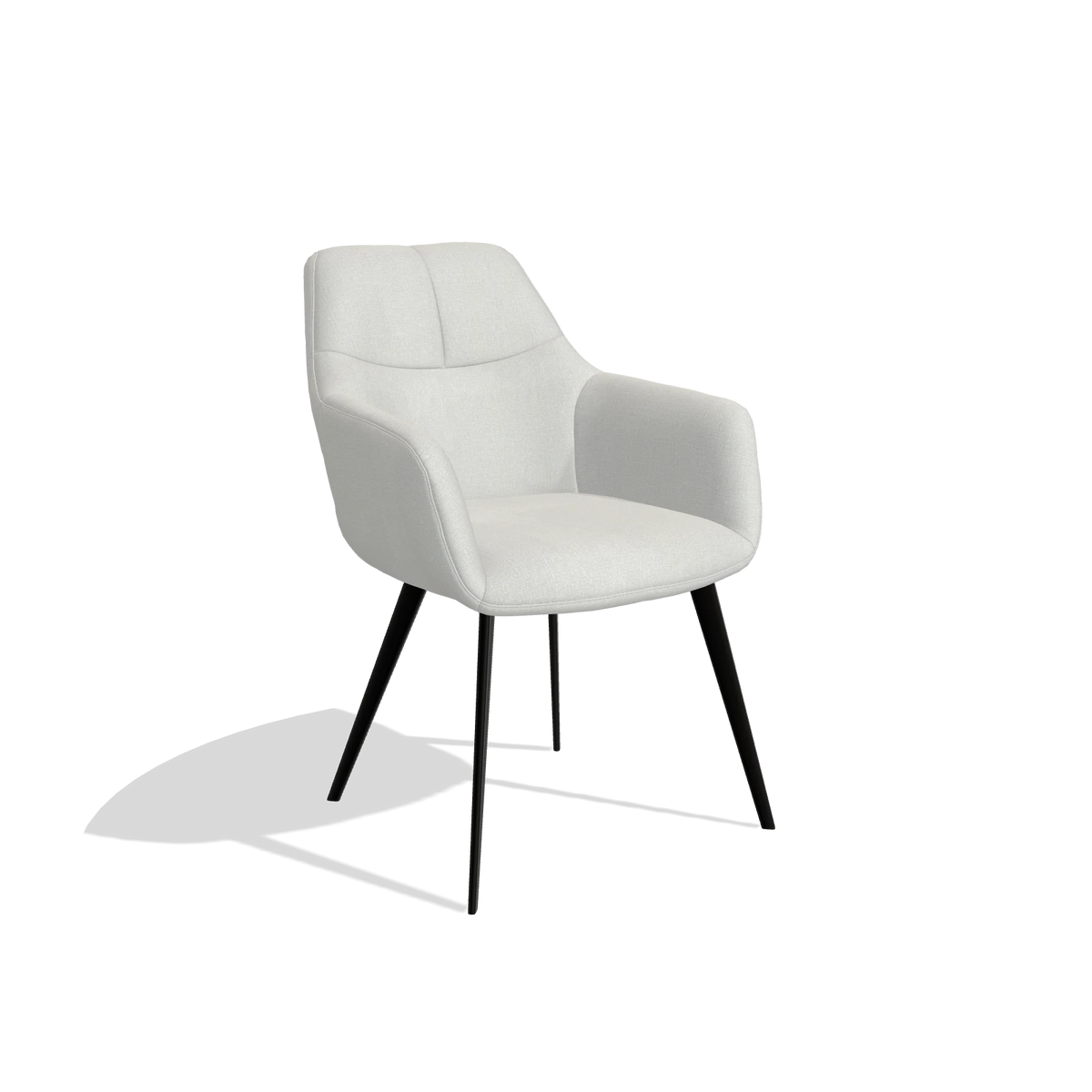 Sedia da pranzo Bari 6405 in tessuto Niagara 901 (grigio chiaro), gambe in nero, vista angolata