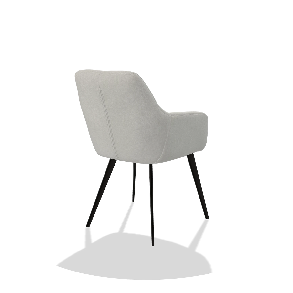Sedia da pranzo Bari 6405 in tessuto Niagara 901 (grigio chiaro), gambe in nero, vista posteriore angolata
