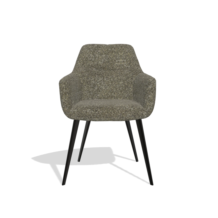 Chaise de salle à manger Bari 6405 en tissu Oasis 88 (marron), pieds en noir, vue de face