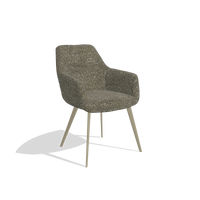 Chaise de salle à manger Bari 6405 en tissu Oasis 88 (marron), pieds en champagne, vue de trois-quarts