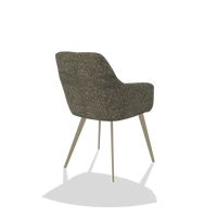Chaise de salle à manger Bari 6405 en tissu Oasis 88 (marron), pieds en champagne, vue de trois-quarts arrière